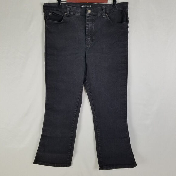Lee 1889 Jeans Womens 18 Petite Black‎ High Rise Bootcut Charcoal Wash Denim - Picture 1 of 14